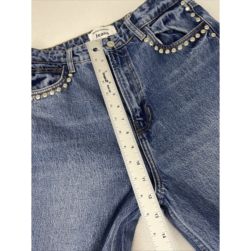 REFORMATION Cary Studded High Waist Slouchy Wide Leg Jean Chesapeake Sz 28 - Picture 8 of 8